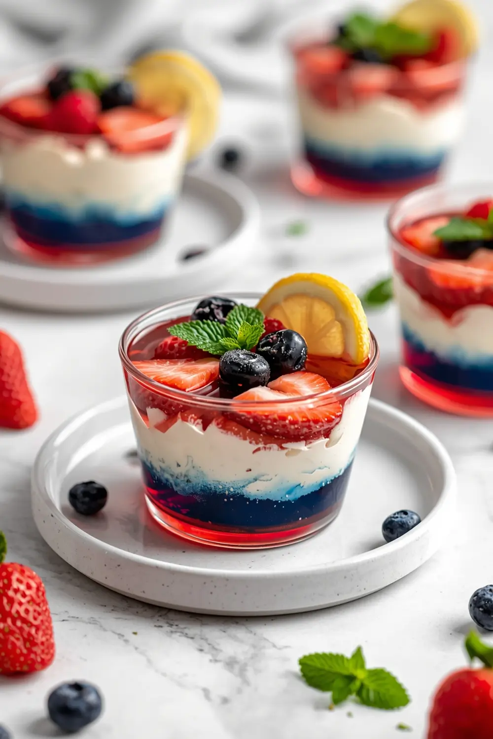patriotic layered jello cups