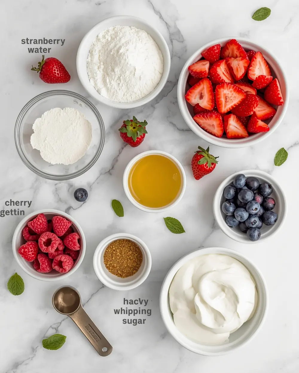 Ingredients for patriotic layered jello cups