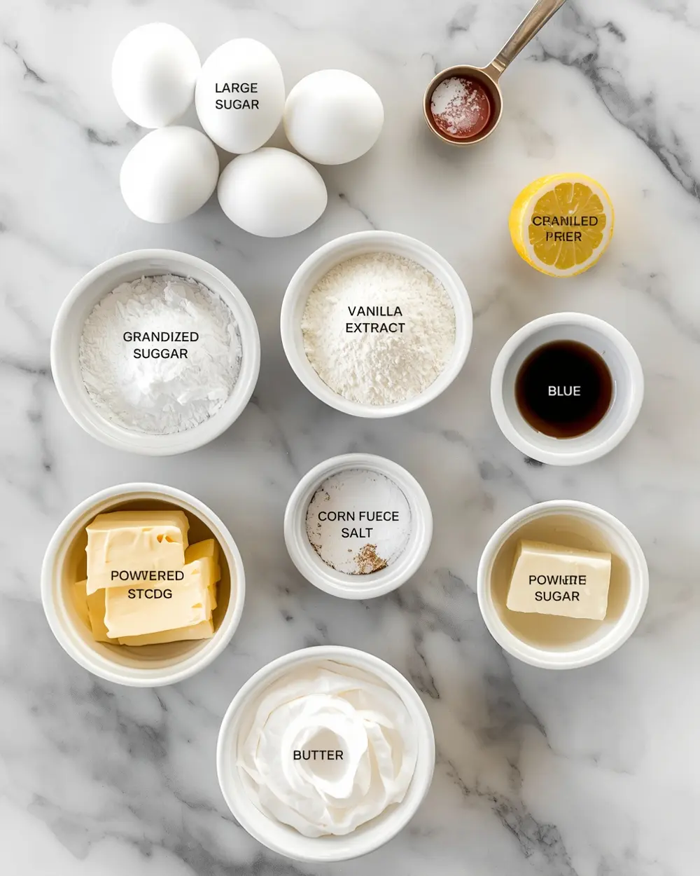 Ingredients for patriotic meringue kisses