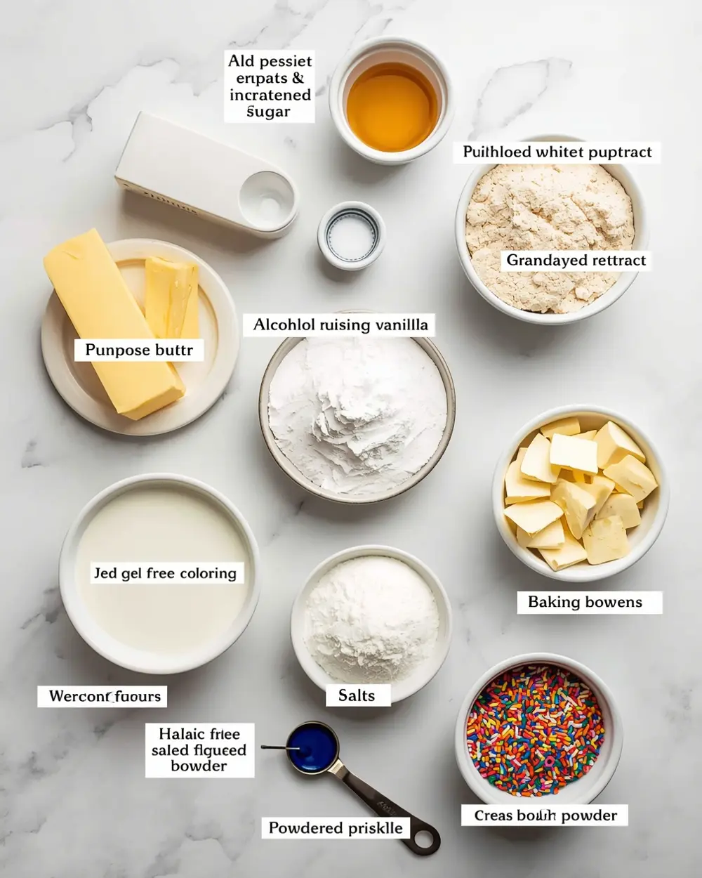 Ingredients for patriotic pull apart cupcake cake
