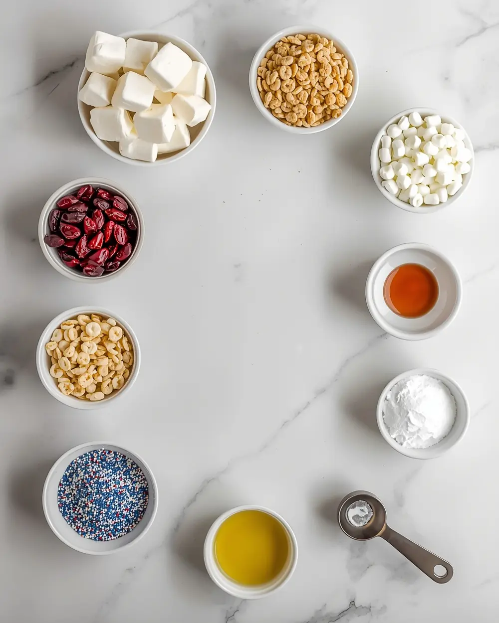 Ingredients for patriotic rice krispie treats