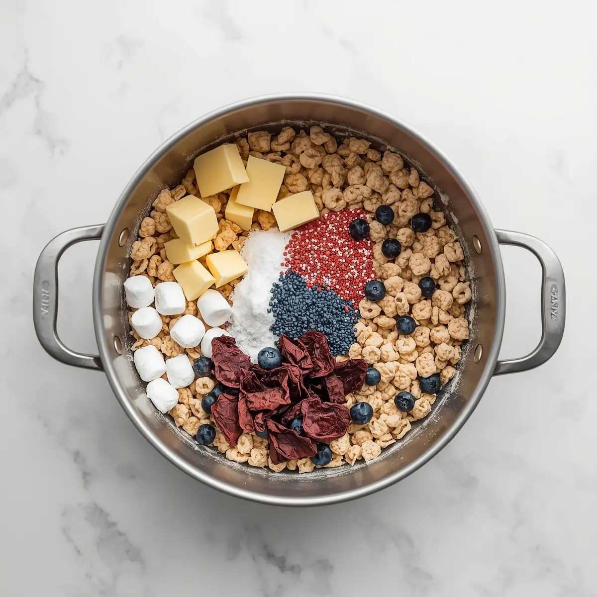 Cooking instructions for patriotic rice krispie treats