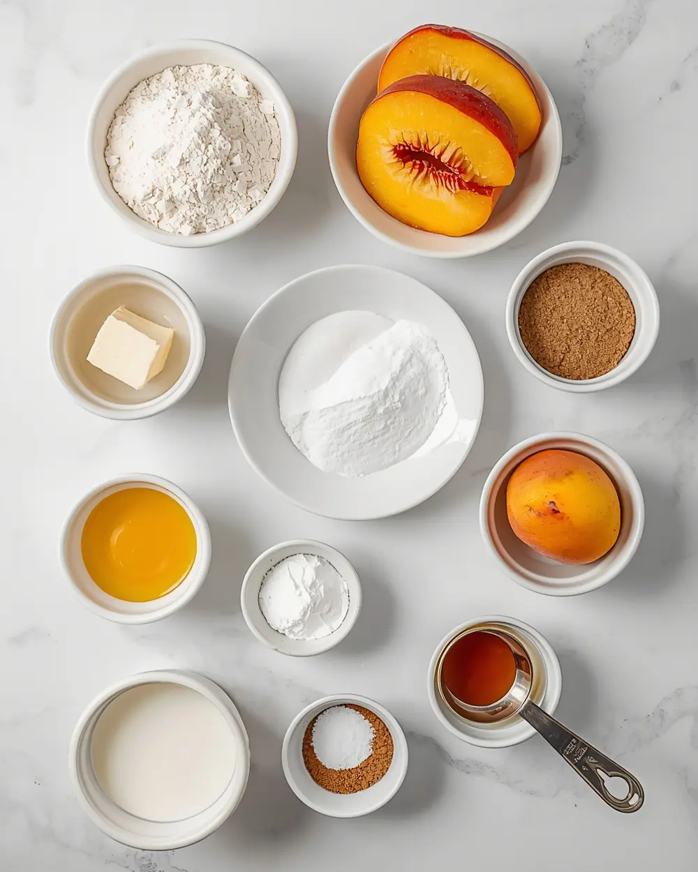 Ingredients for peach upside down cake