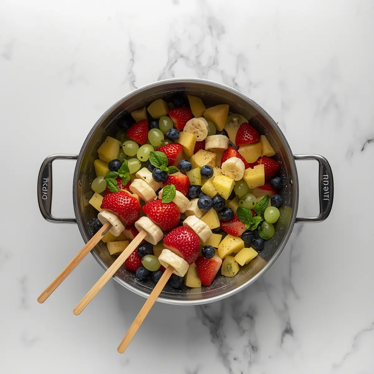 Cooking instructions for red white blue fruit skewers