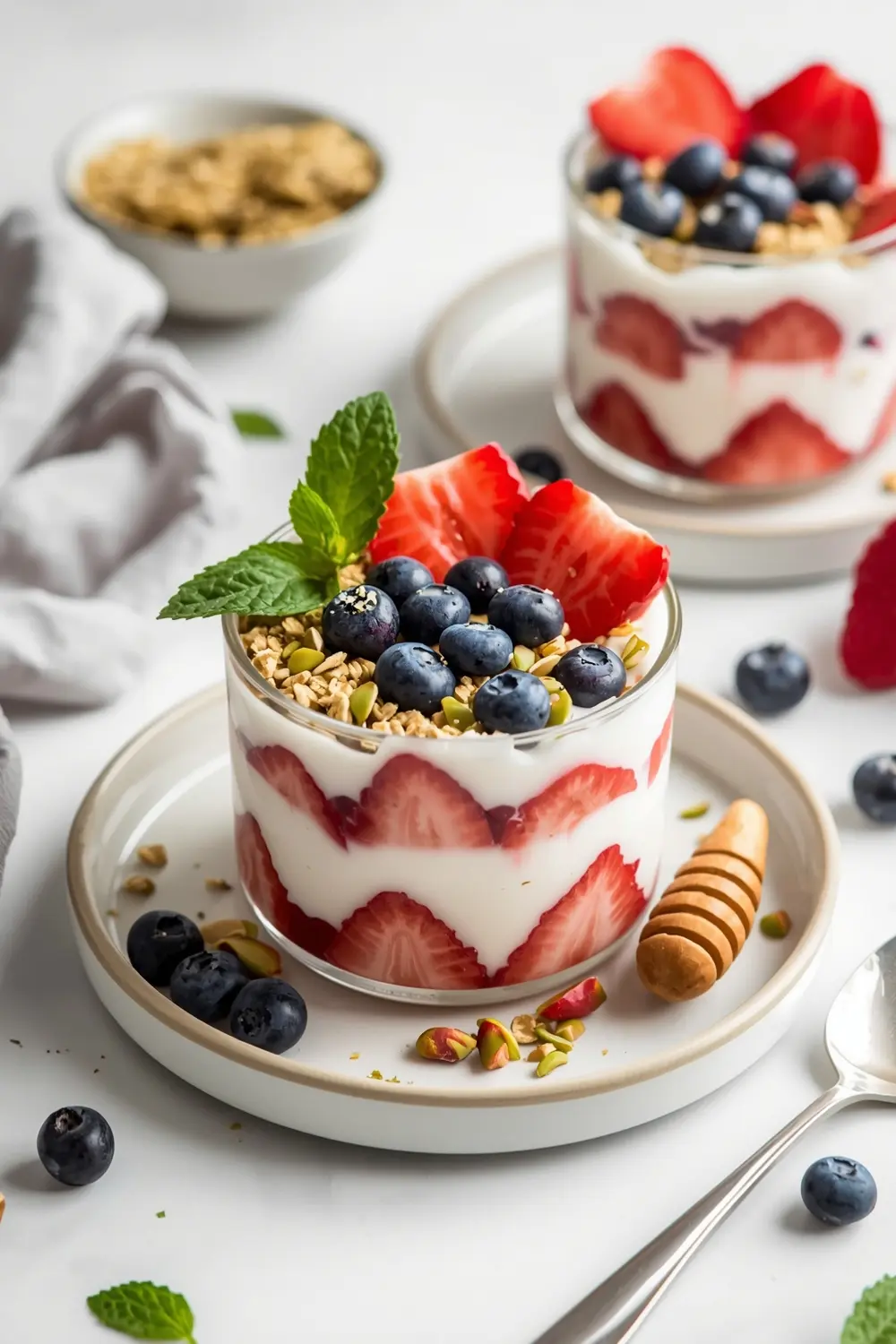 red white blue yogurt parfaits