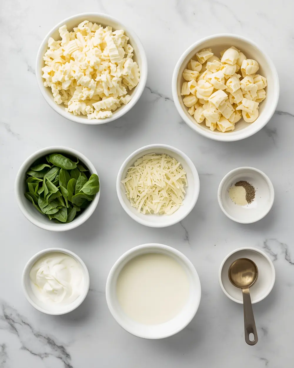 Ingredients for spinach artichoke dip classic