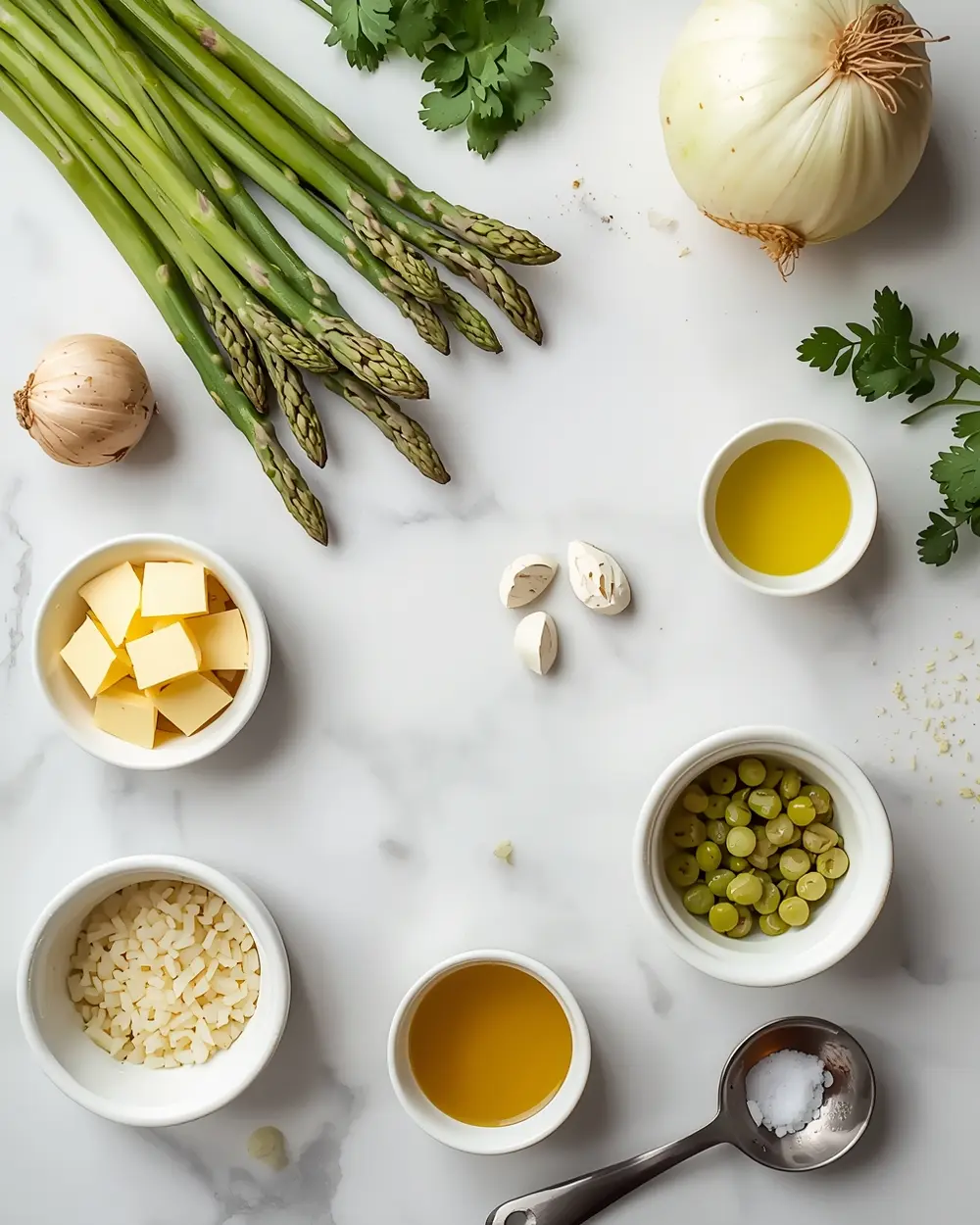 Ingredients for spring asparagus risotto