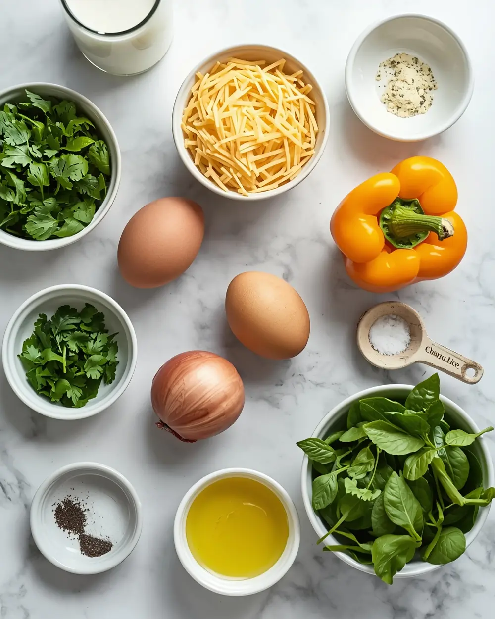 Ingredients for spring herb frittata