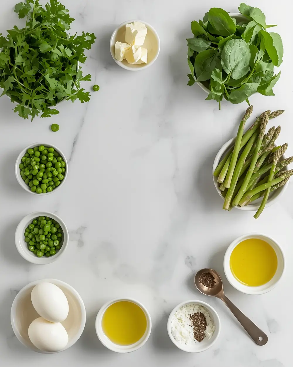 Ingredients for spring herb frittata