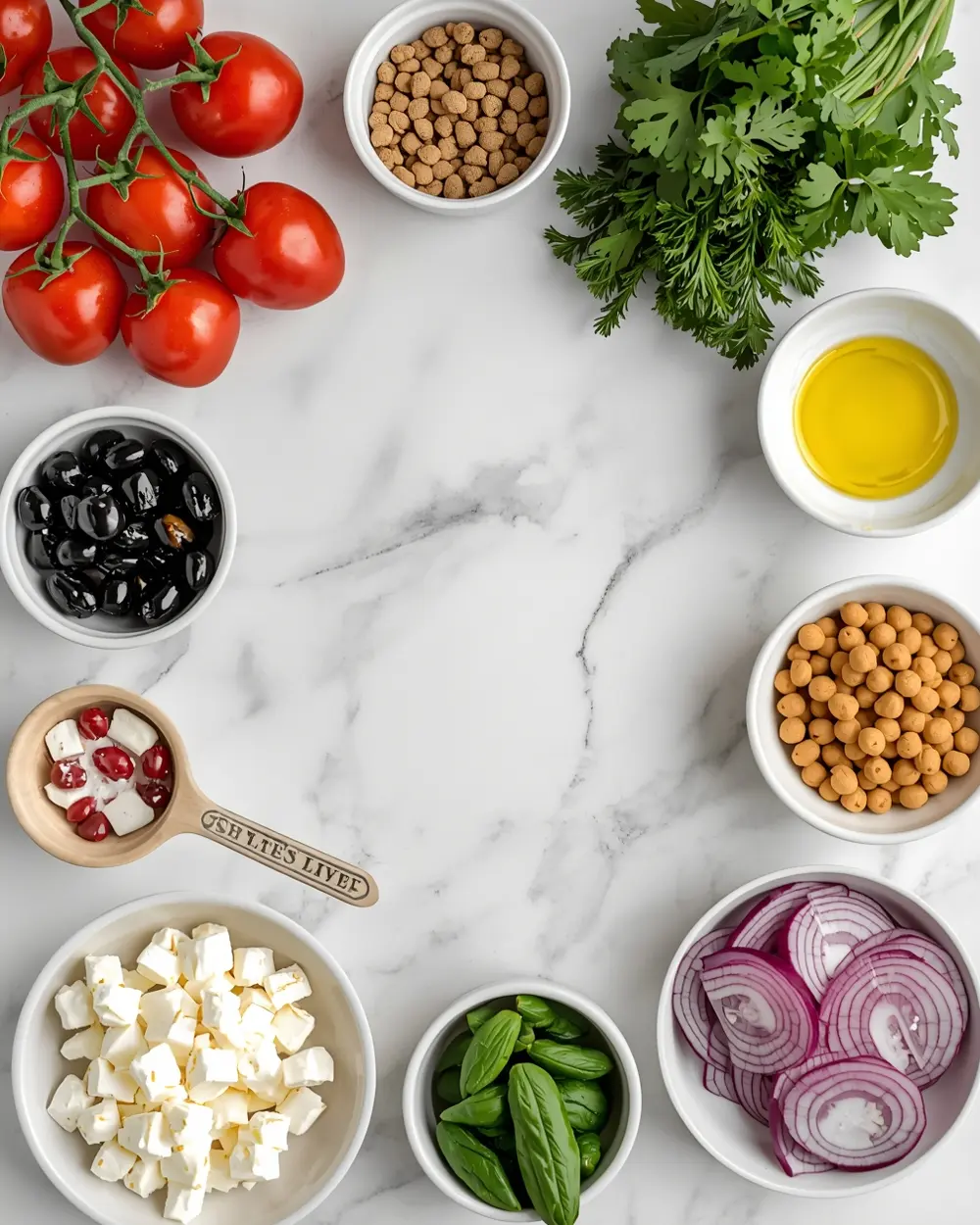 Ingredients for spring orzo salad