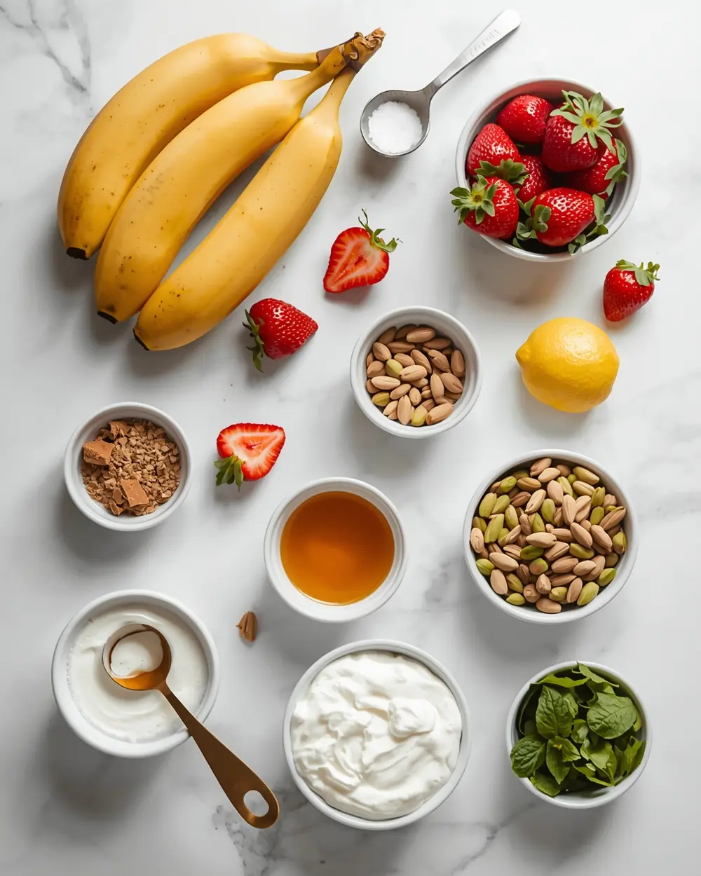 Ingredients for strawberry banana nice cream