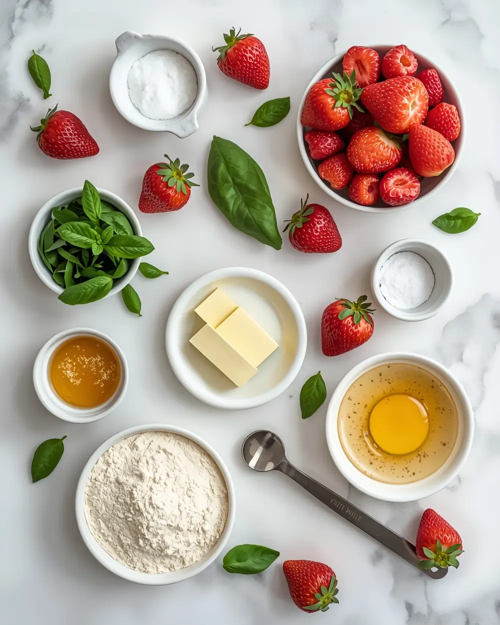 Ingredients for strawberry basil galette elegant