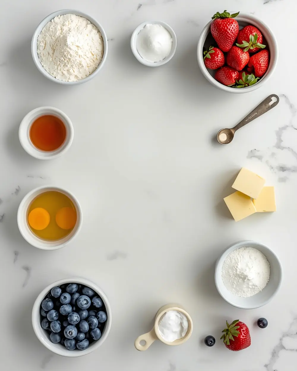 Ingredients for strawberry blueberry clafoutis