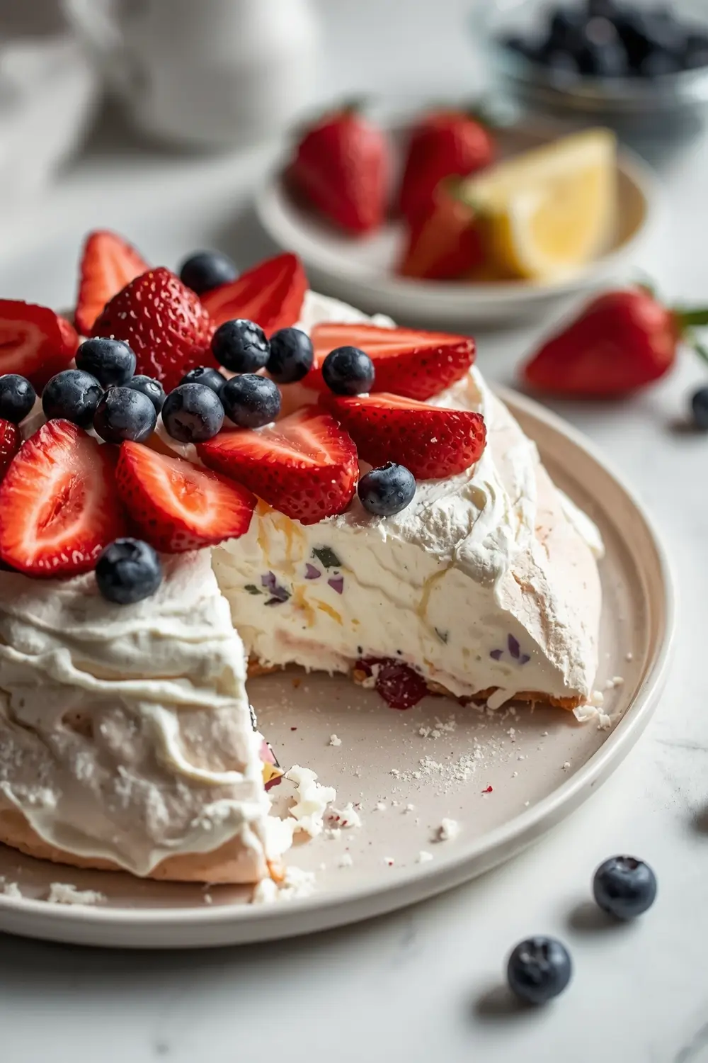 strawberry blueberry pavlova