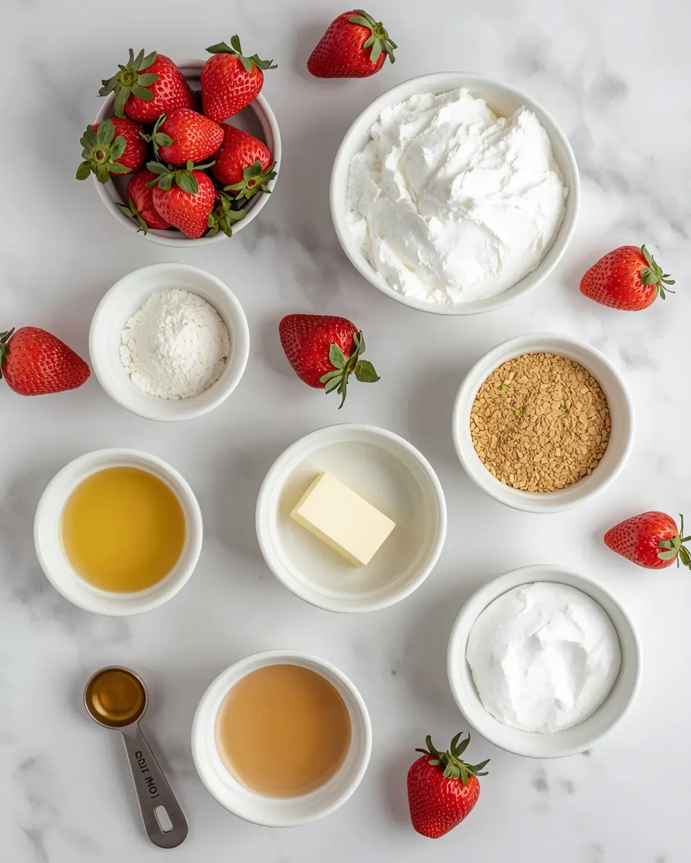 Ingredients for strawberry mousse cups elegant