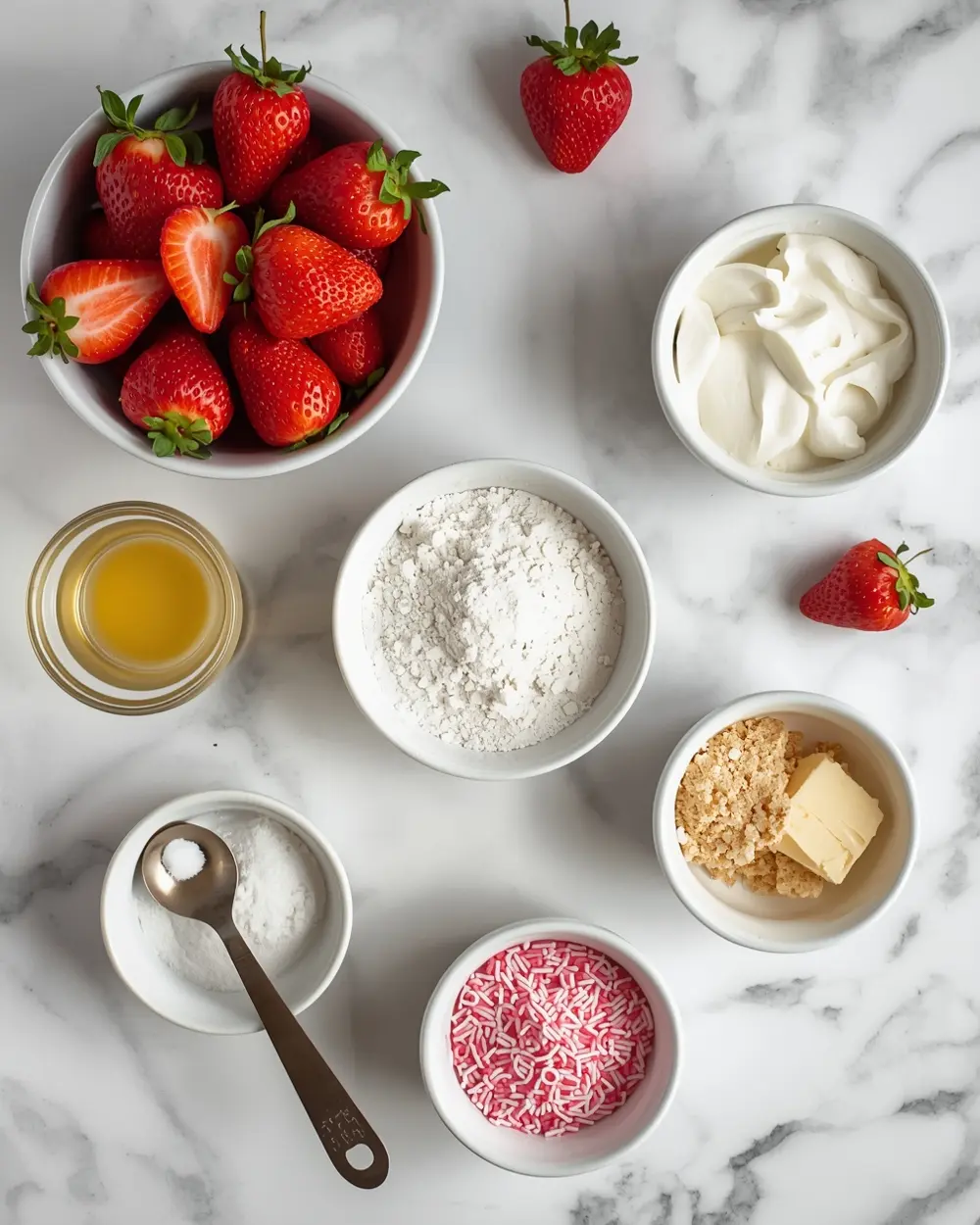Ingredients for strawberry mousse cups elegant