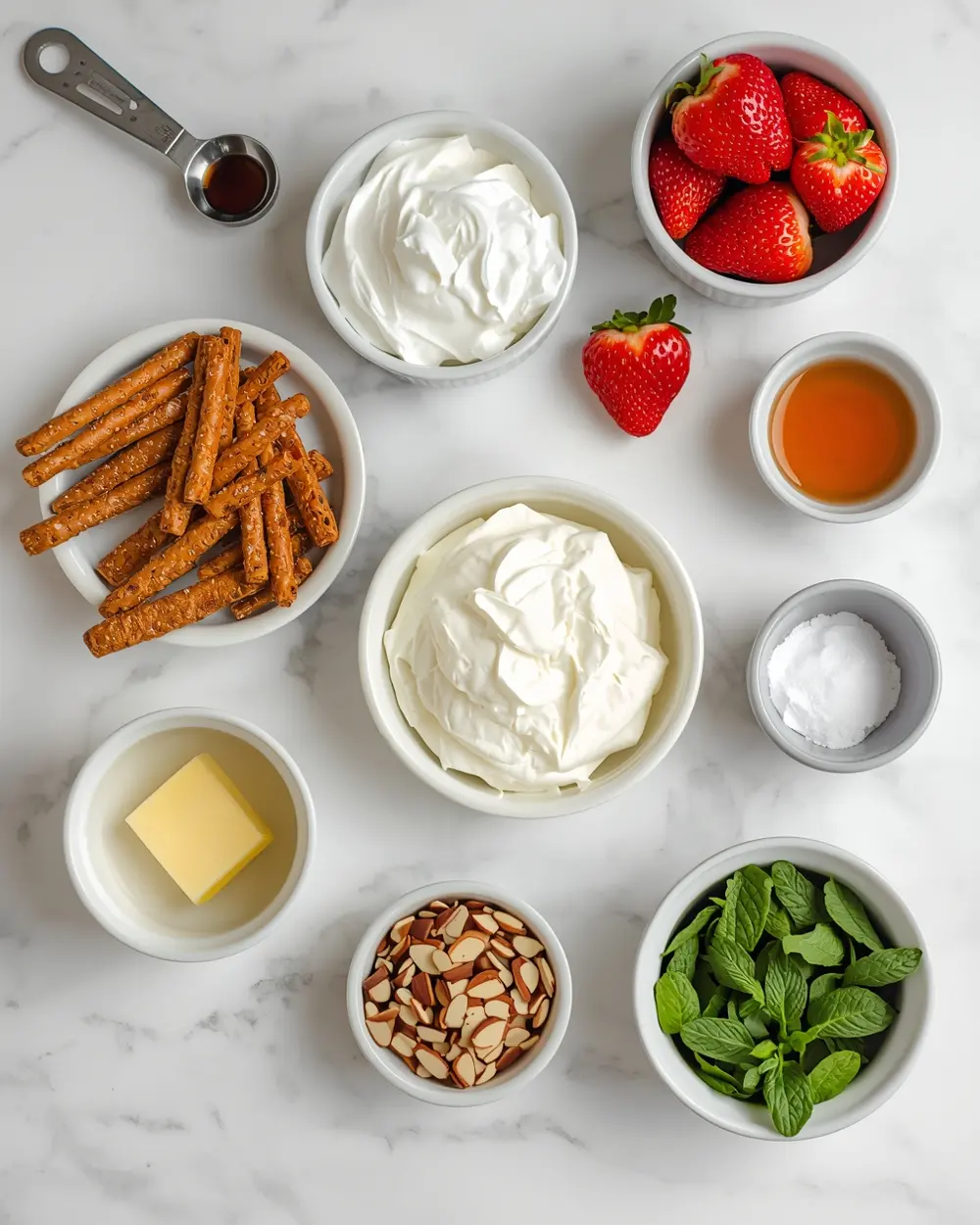 Ingredients for strawberry pretzel salad