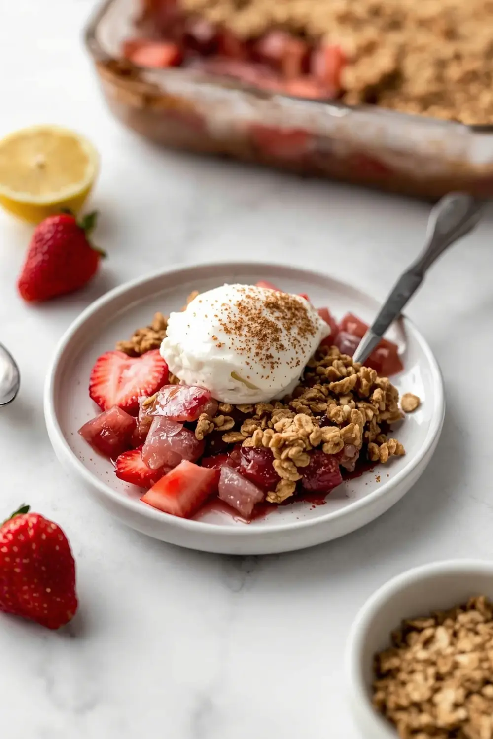 strawberry rhubarb crisp summer
