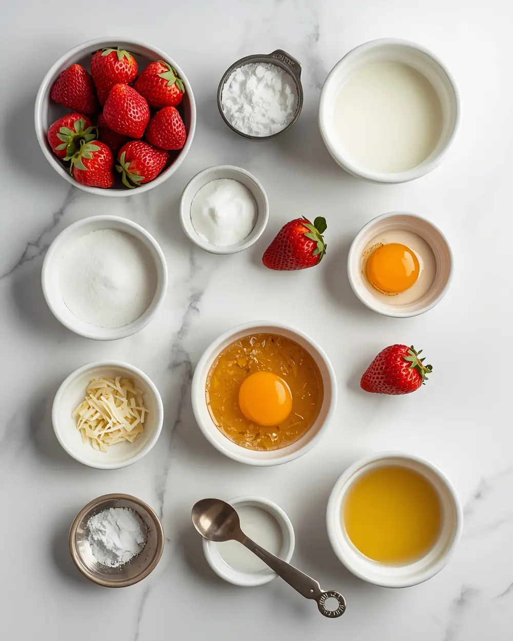 Ingredients for strawberry semifreddo Italian