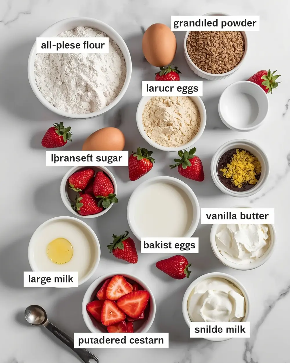 Ingredients for strawberry shortcake 4th july