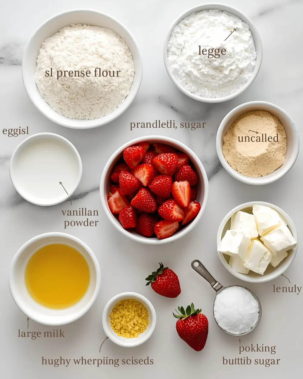 Ingredients for strawberry shortcake 4th july
