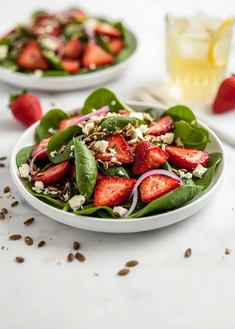 strawberry spinach salad summer ready to serve