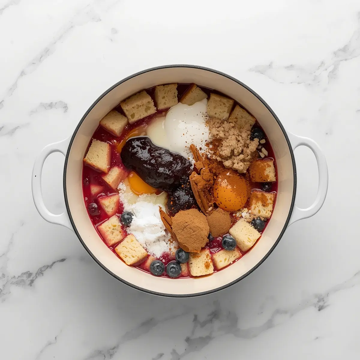 Cooking instructions for summer berry bread pudding