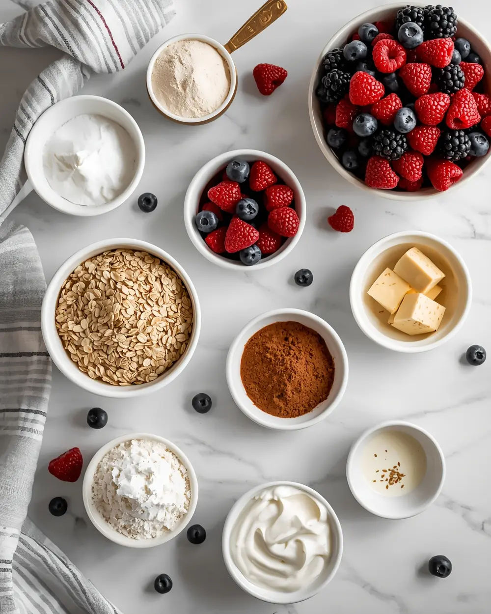 Ingredients for summer berry crumble