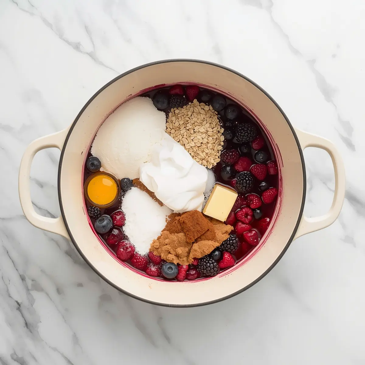 Cooking instructions for summer berry crumble