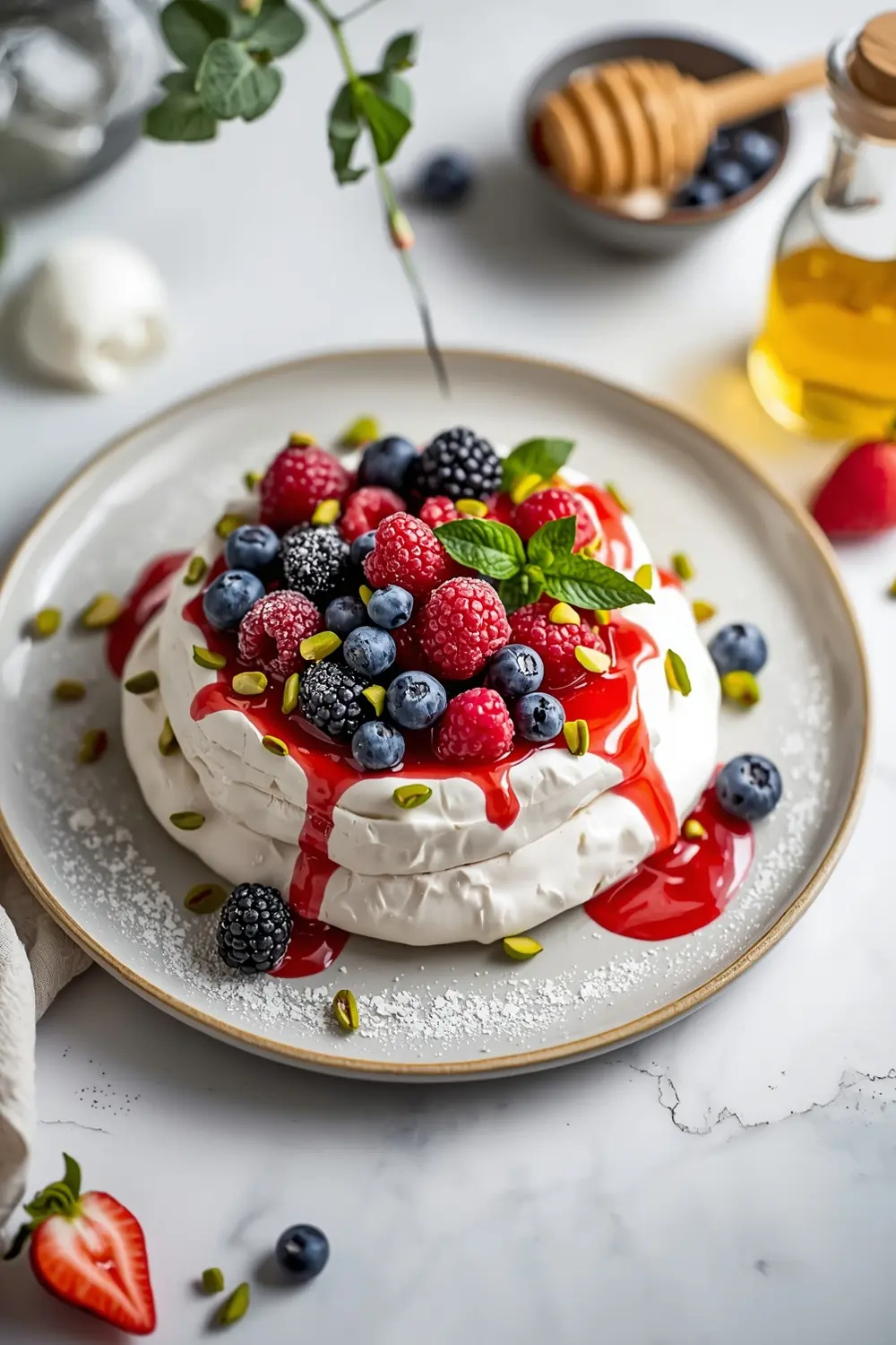 summer berry pavlova