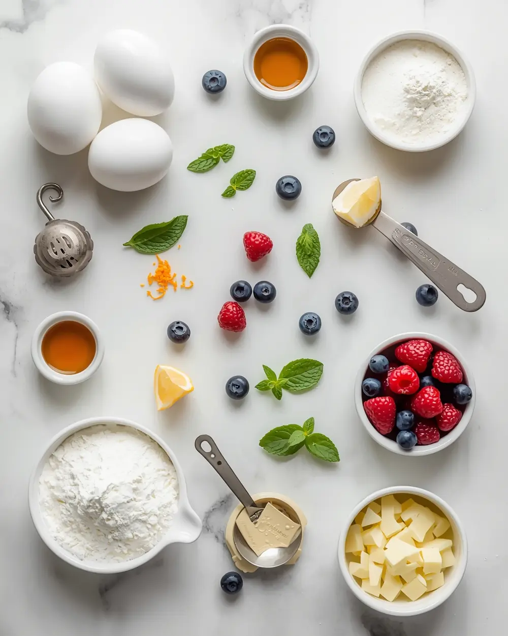 Ingredients for summer berry pavlova