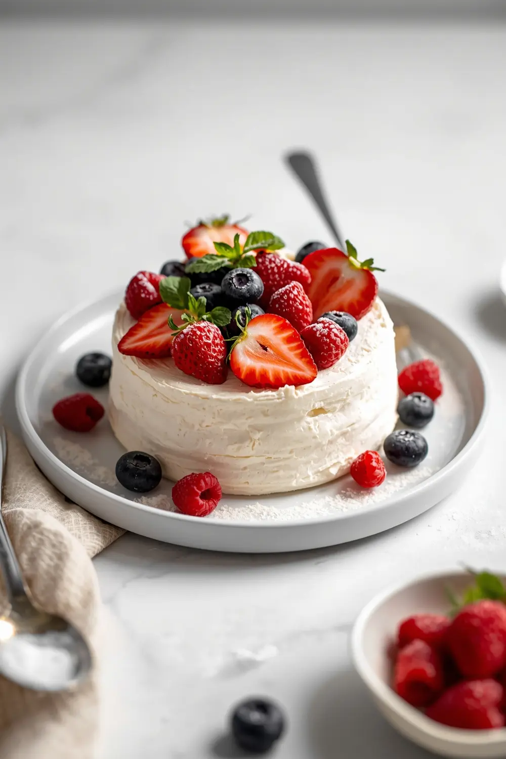 summer fruit angel food cake