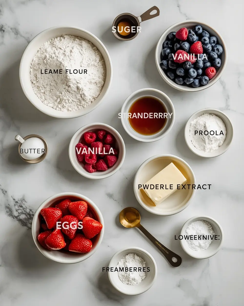 Ingredients for summer fruit angel food cake