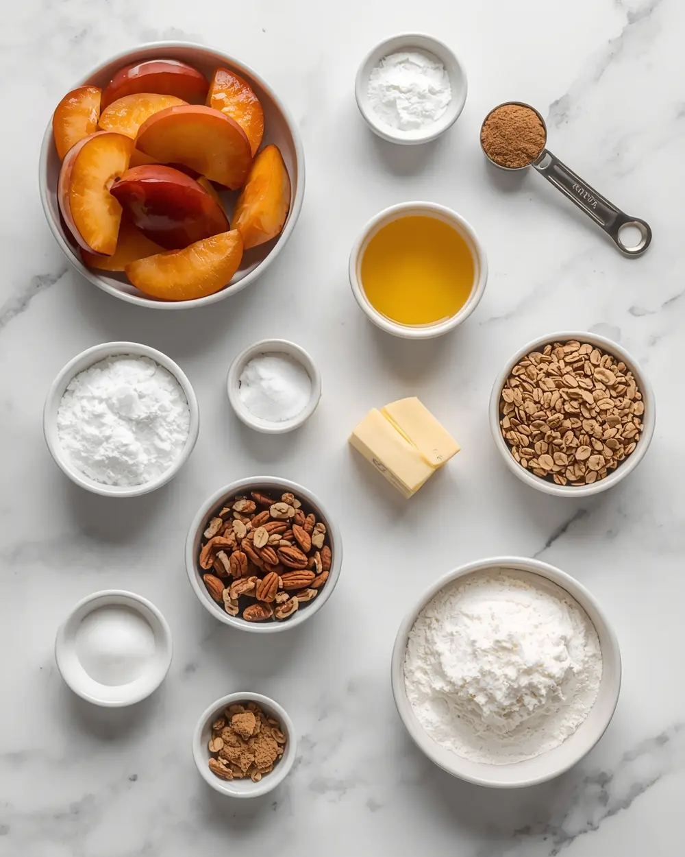 Ingredients for summer stone fruit crisp