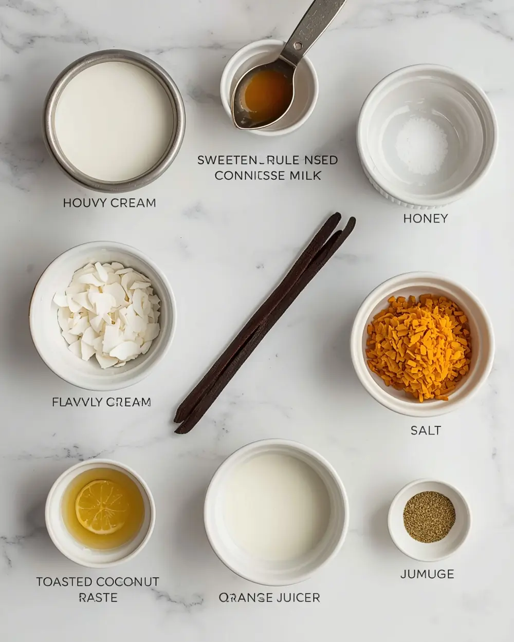 Ingredients for vanilla bean ice cream no churn