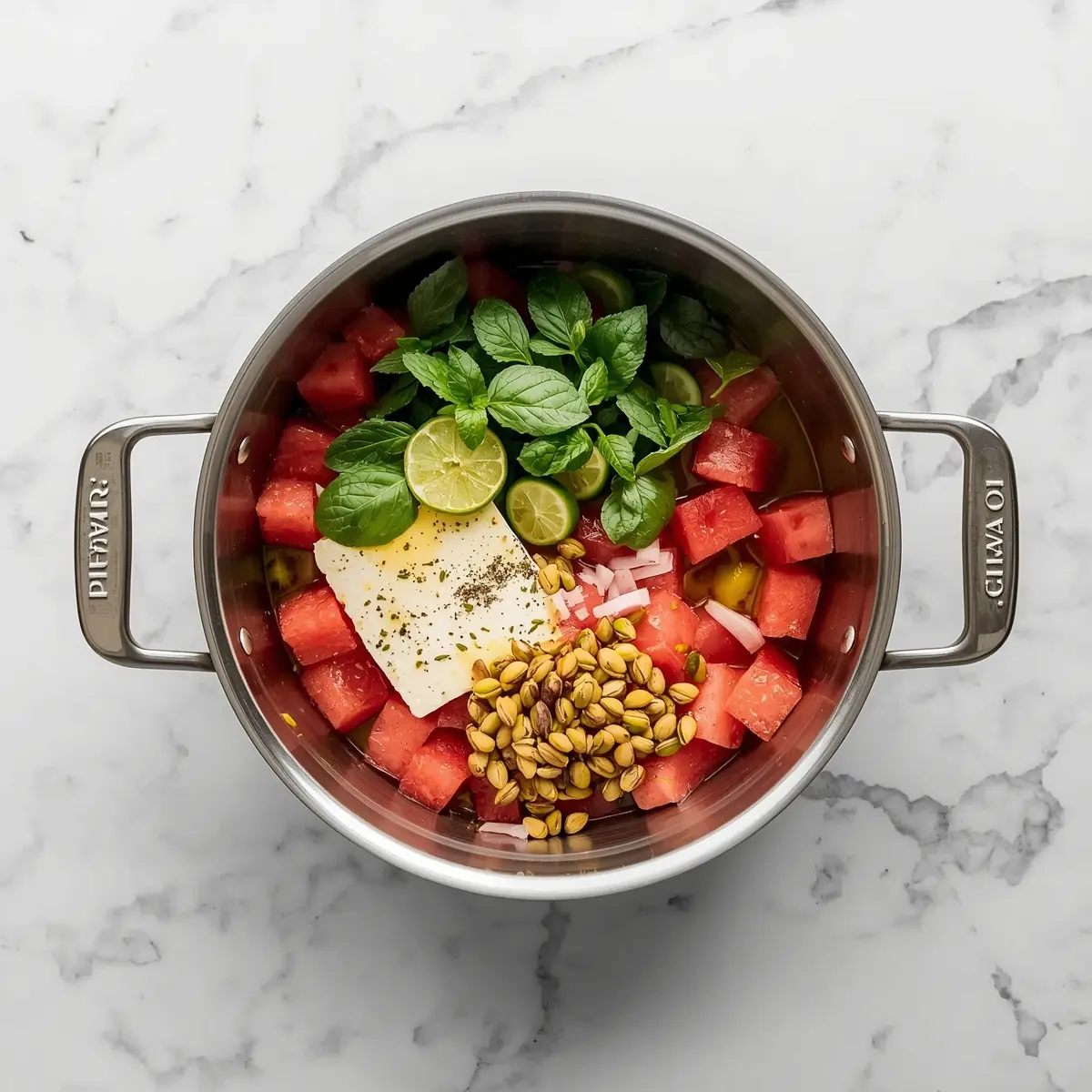 Cooking instructions for watermelon feta mint salad