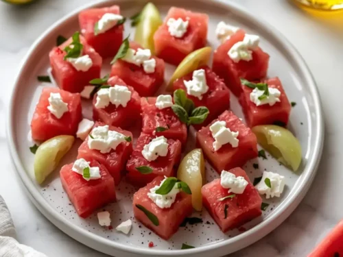 watermelon feta mint skewers