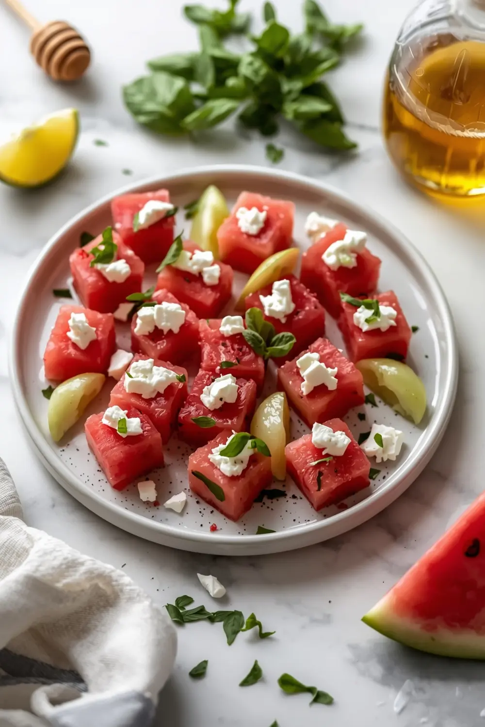 watermelon feta mint skewers
