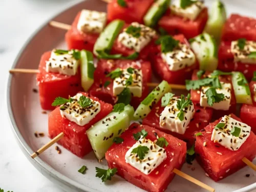 watermelon feta mint skewers