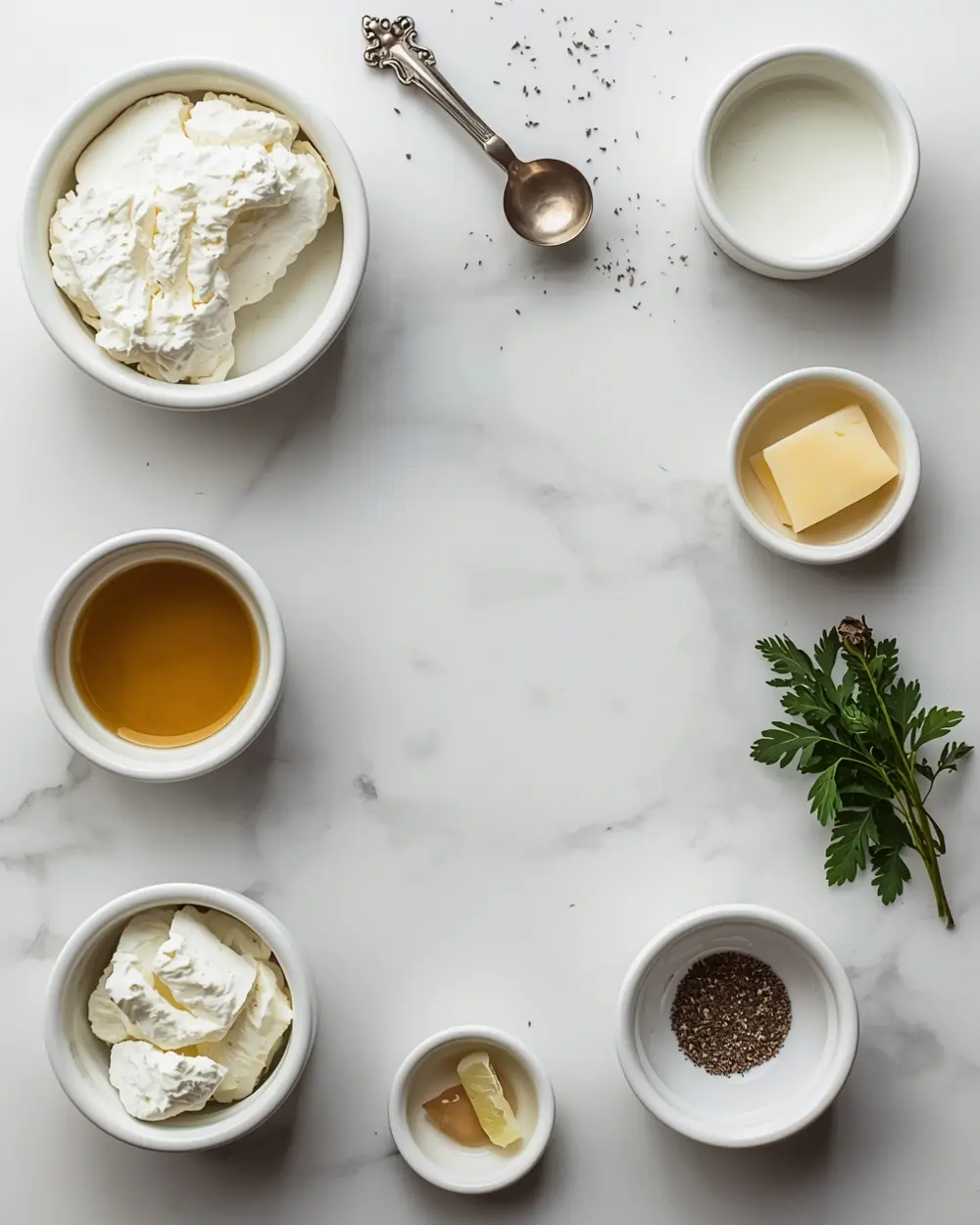 Ingredients for whipped feta dip honey
