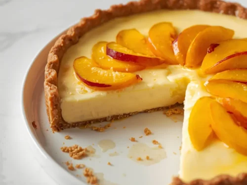 white peach custard tart