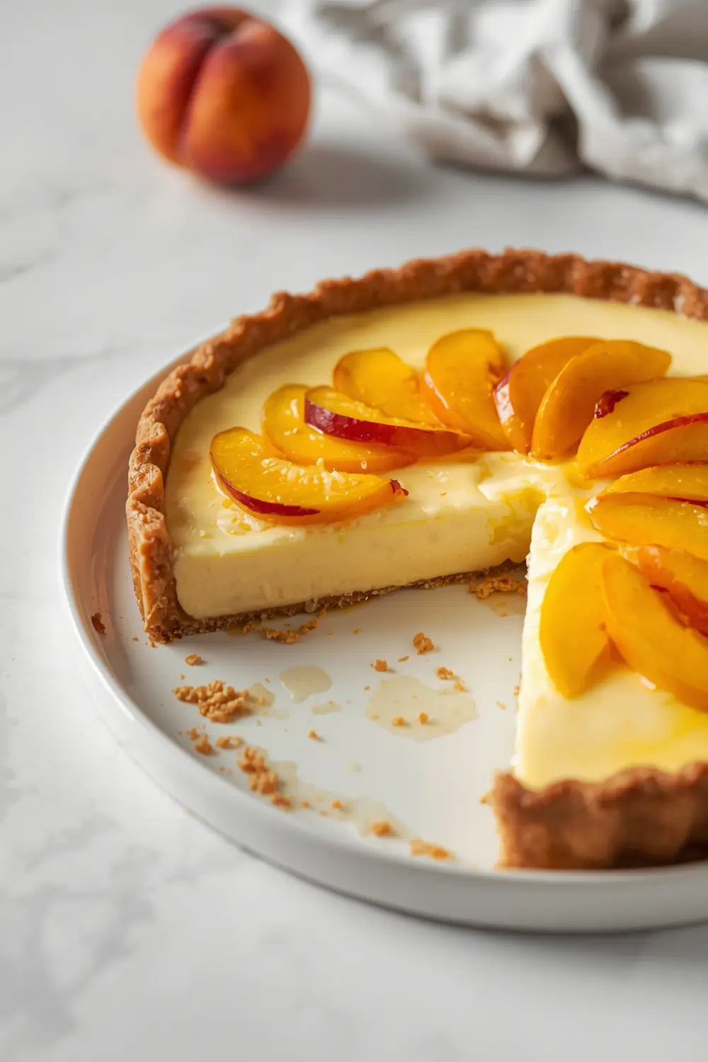 white peach custard tart