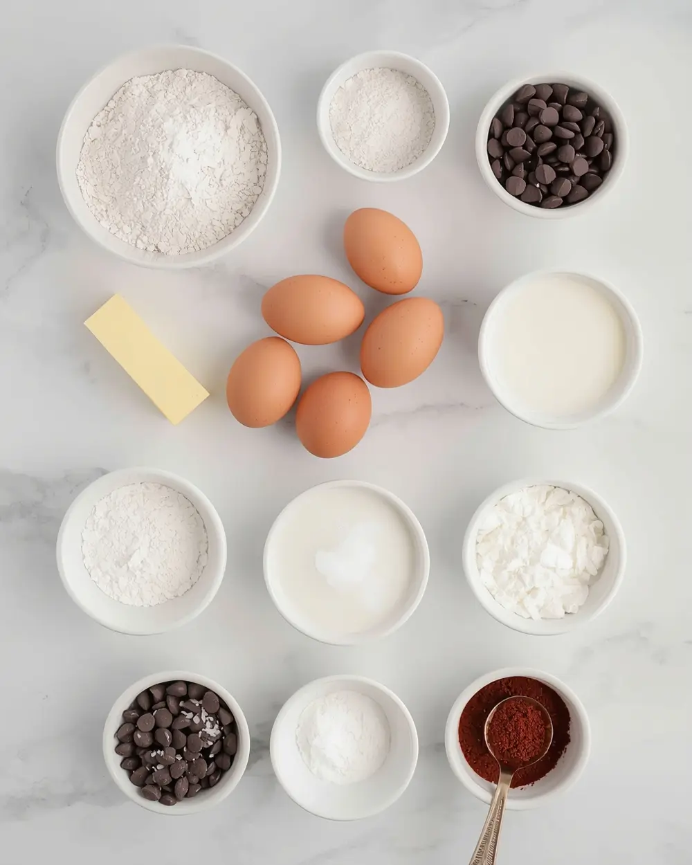 Ingredients for 4th of july brownie bites elegant