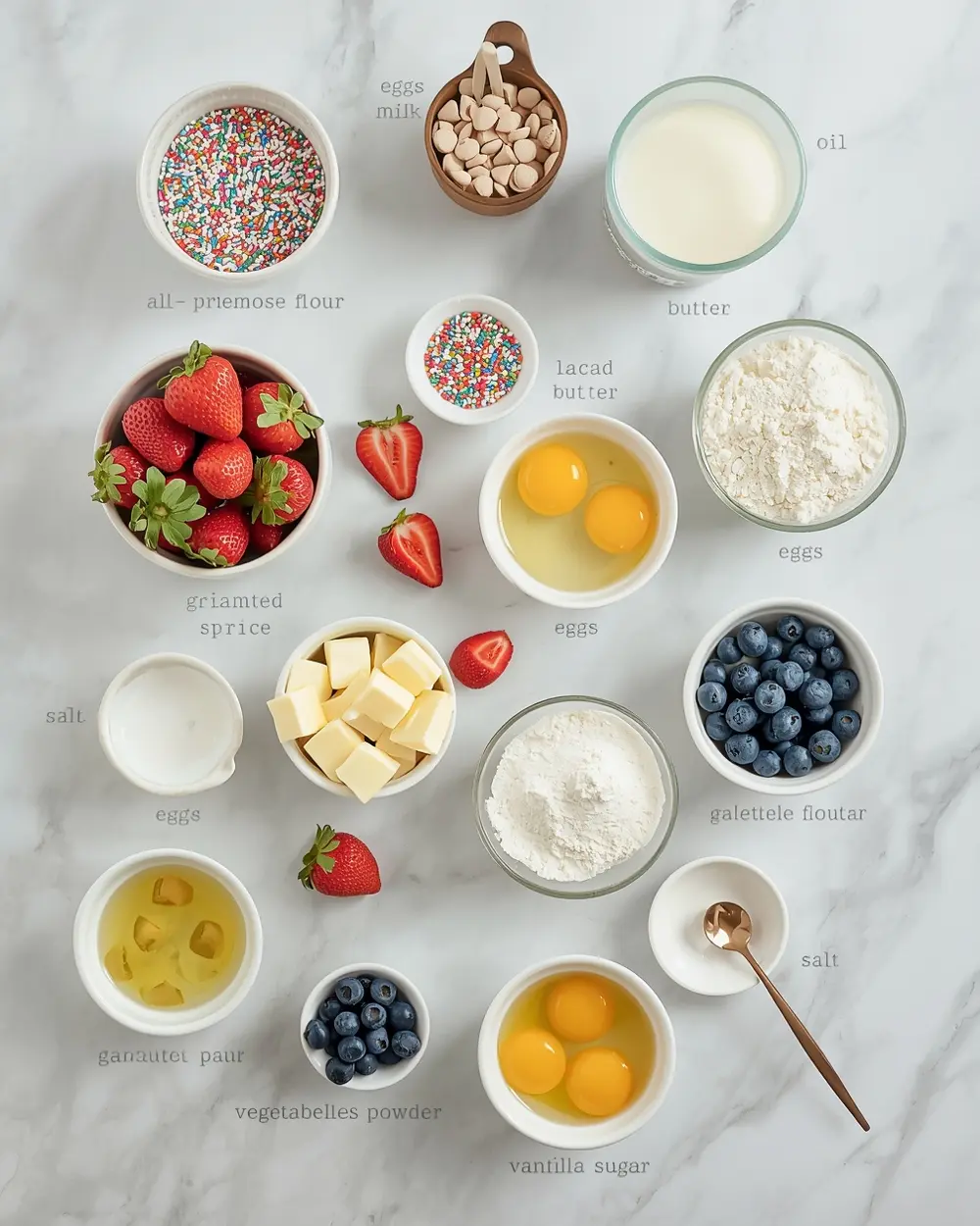 Ingredients for 4th of july confetti blondies elegant