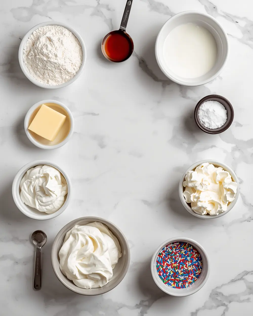 Ingredients for 4th of july cupcakes elegant