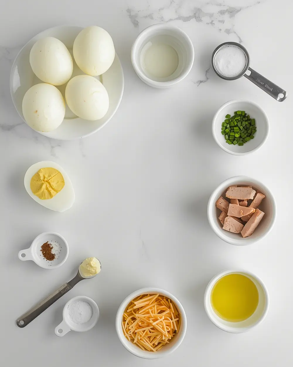 Ingredients for 4th of july deviled eggs elegant