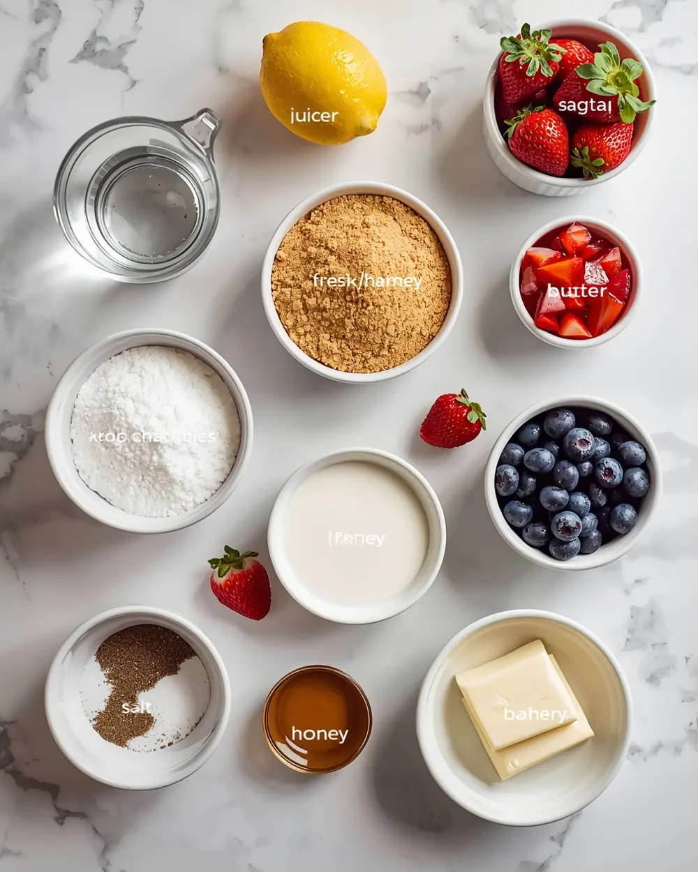 Ingredients for 4th of july frozen lemonade bars elegant