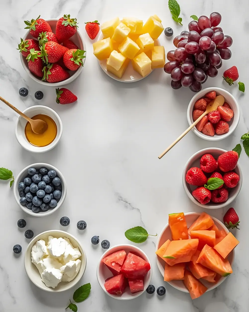Ingredients for 4th of july fruit skewers elegant