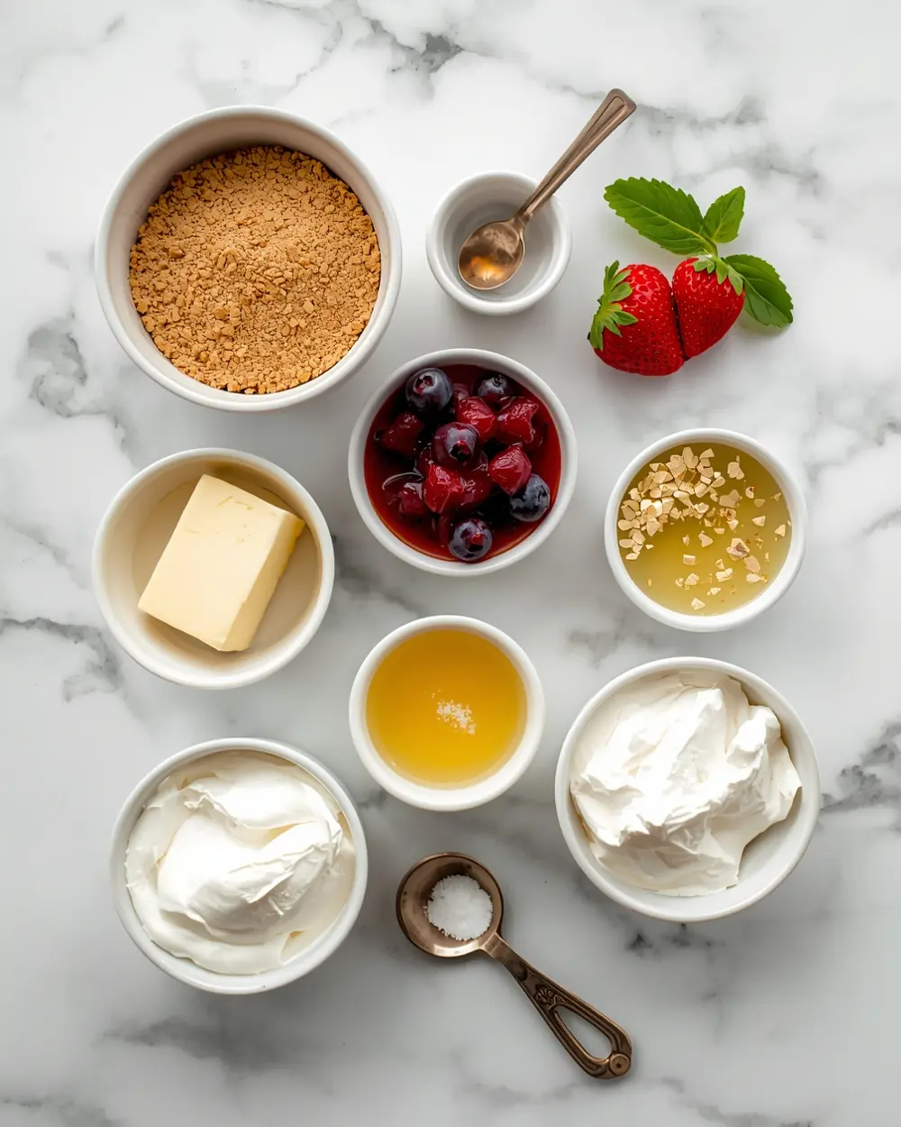 Ingredients for 4th of july no bake cheesecake elegant
