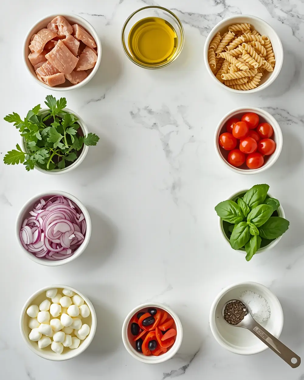 Ingredients for 4th of july pasta salad elegant